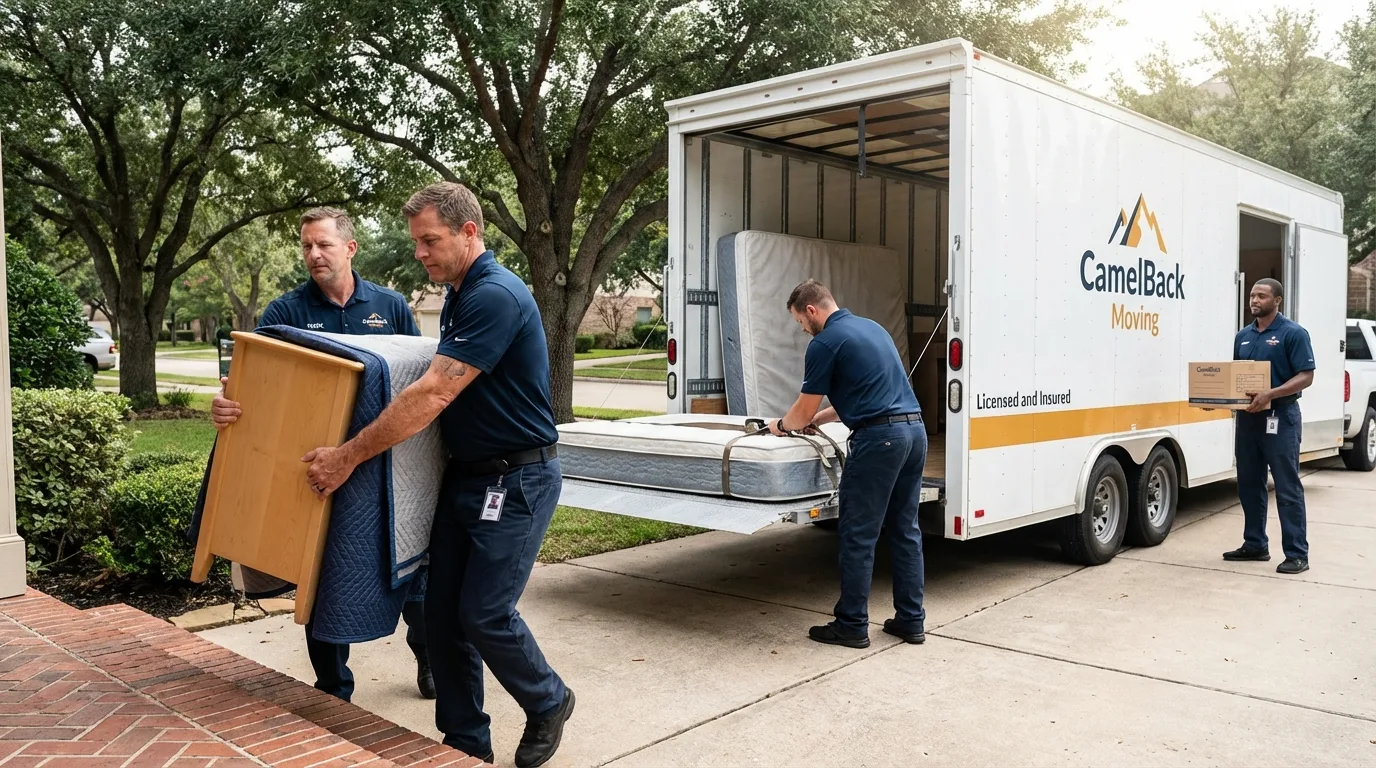 Crew loading residential truck for cross-state move from Hardeeville, SC
